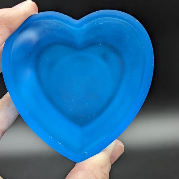 Vintage Westmoreland Blue Glass Hand Painted Daisy Small Trinket Dish As Is - Picture 3 of 14